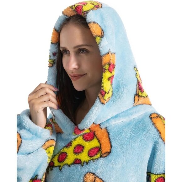 ⭐Sweat Pizza Warm Giant Hoodie Thick Flannel Blanket with Sleeve - Picture 5 of 7